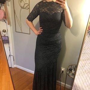 David’s Bridal Nightway Sparkly Formal Dress with beautiful detailing and lace